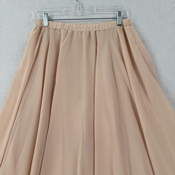 Vintage Chiffon Flare Skirt 8 Peach Flowy Soft Silky Ballet Pull On - Picture 4 of 9